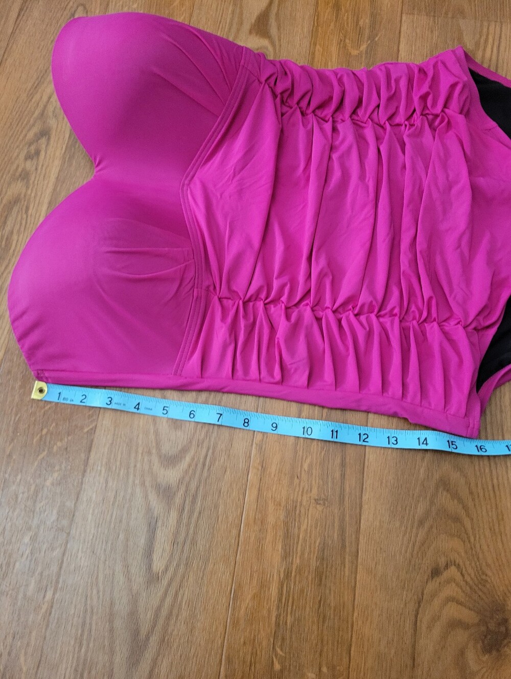 DKNY Hot Pink Liquid Pleated Bandeau Tummy Control One Piece Swimsuit Size 14 - Picture 14 of 15
